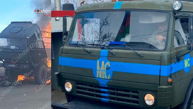 В Сюникской области Армении сгорел российский военный Камаз