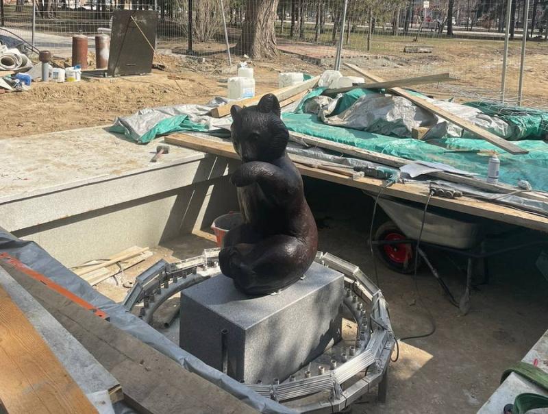Фонтан «Мишка» запустили в пробном режиме в Новосибирске