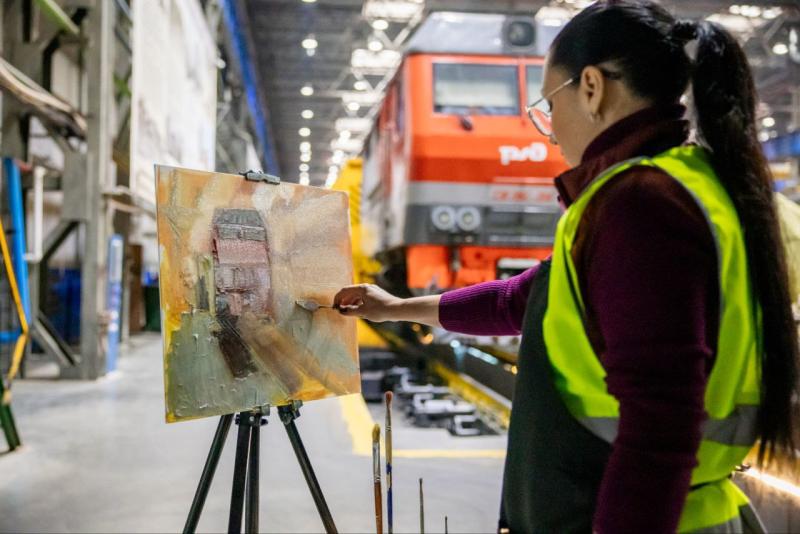 Депо Елец «ЛокоТех-Сервиса» стало творческой мастерской для художников